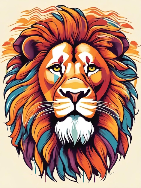 illustrazione colorata del volto di un leone