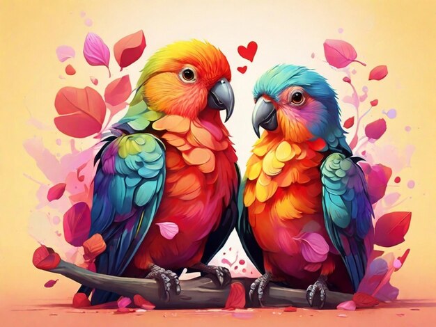 Illustrazione colorata dell'uccello d'amore