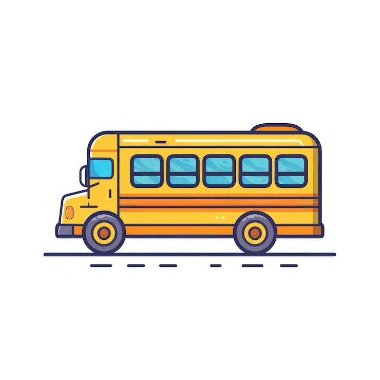 Foto illustrazione colorata di un autobus scolastico