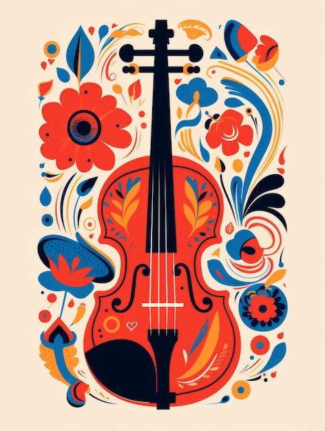 Illustrazione colorata di un violino