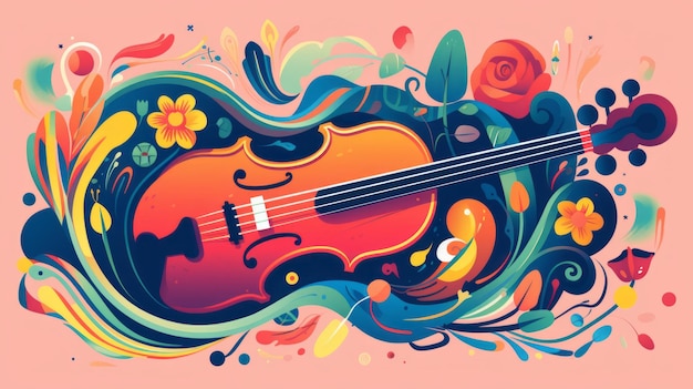 Illustrazione colorata di un violino