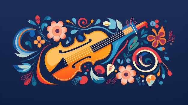 Illustrazione colorata di un violino