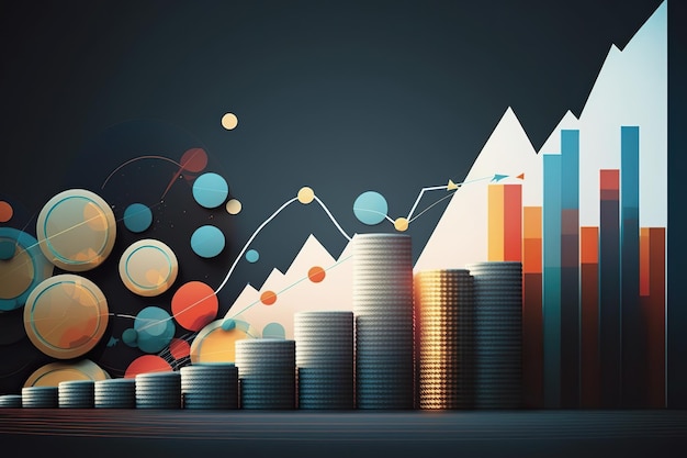 Illustrazione colorata sul risparmio di denaro generato dall'IA