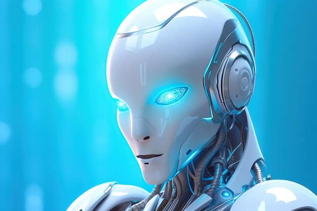 Illustrazione computerizzata di robot umanoide futuristico generato con AI