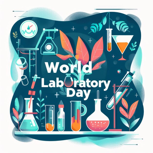 illustrazione con testo per commemorare la Giornata Mondiale dei Laboratori