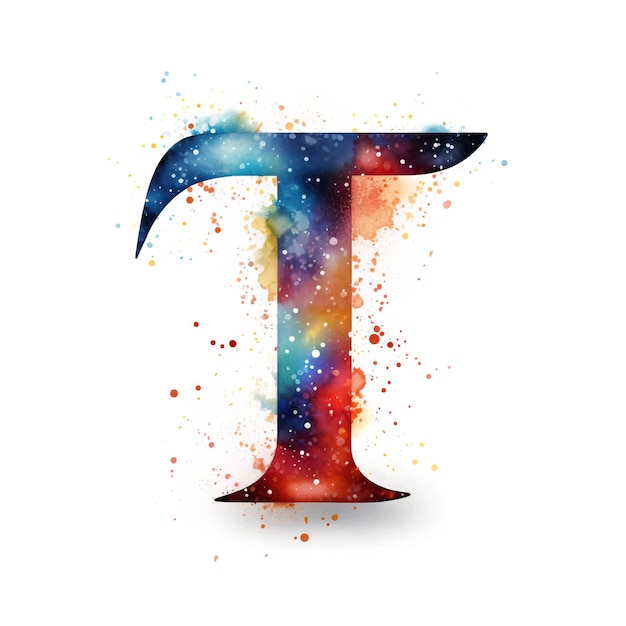 Illustrazione cosmica della lettera T colorata