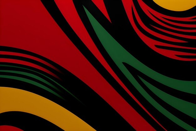 Illustrazione creativa che celebra il Mese della Storia Nera nei colori rosso, giallo e verde della bandiera africana