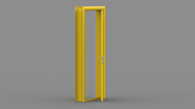 Illustrazione creativa della porta realistica dell'ingresso della porta chiusa aperta isolata su sfondo 3d