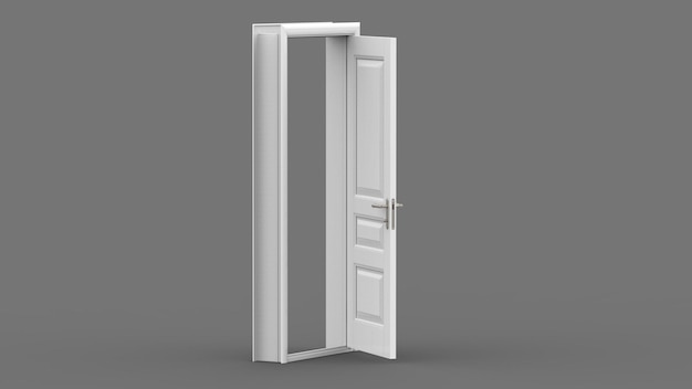 Illustrazione creativa della porta realistica dell'ingresso della porta chiusa aperta isolata su sfondo 3d