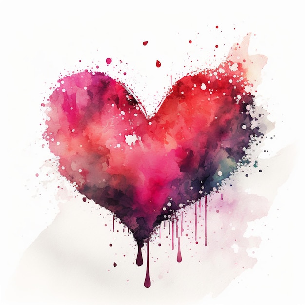 Illustrazione creativa di arte di amore del cuore del biglietto di S. Valentino dell'acquerello