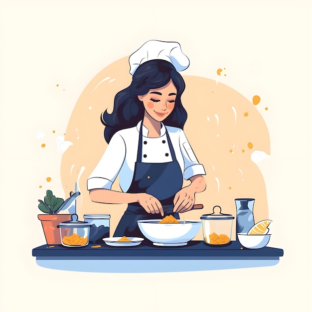 Illustrazione creativa di Chef in stile artistico vettoriale piatto minimalista