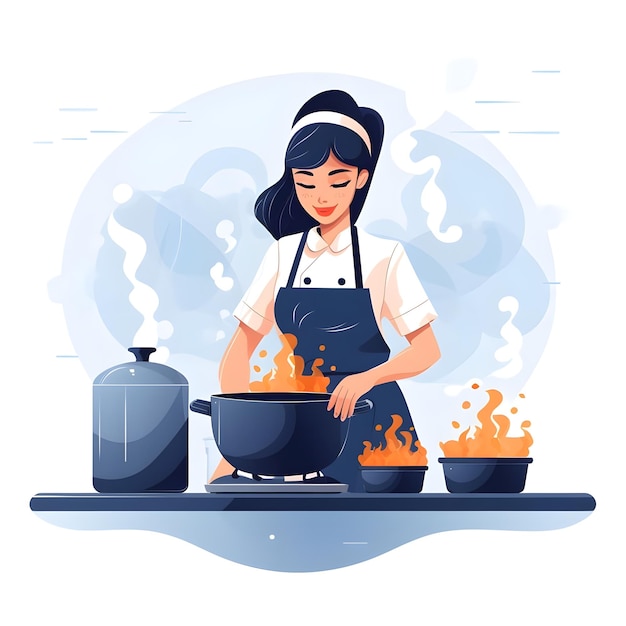 Illustrazione creativa di Chef in stile artistico vettoriale piatto minimalista