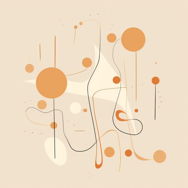 Illustrazione d'arte minimalista astratta con sfondo beige