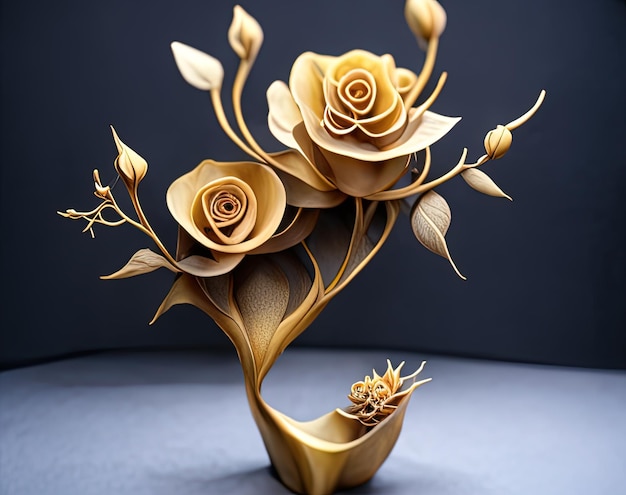 illustrazione d'oro rosa fiori 3 d