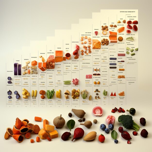 illustrazione dei grafici delle vitamine