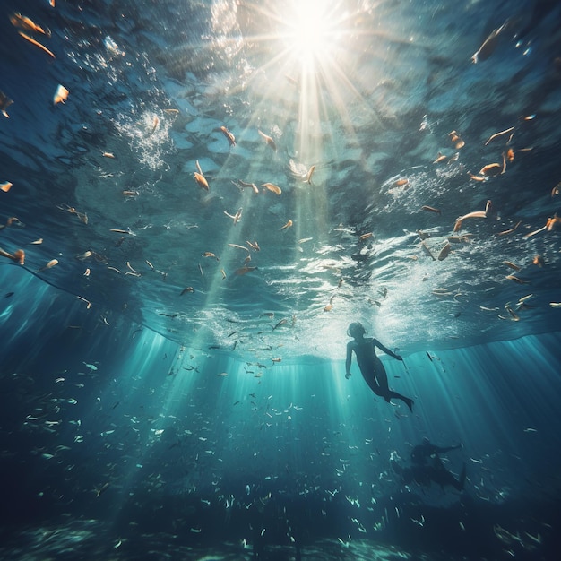 illustrazione dei nuotatori in piscina Foto subacquea