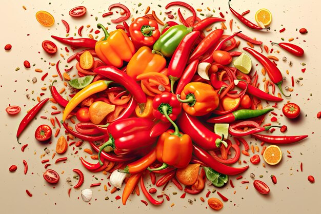 Illustrazione dei peperoncini colorati che migliorano il miscuglio di verdure a fette