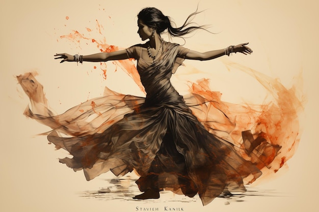 Illustrazione del ballerino Kathak