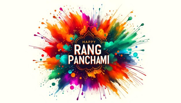 Illustrazione del banner di Rang Panchami con schizzi di vernice colorati