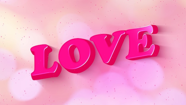 Illustrazione del banner di testo dei social media di Happy Valentine Day Amore animato testo grafico in movimento ombra bagliore da bokeh splendore a con colori rosa pop in backgroundscreen in un post semplice alla moda