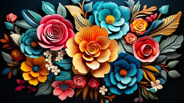 Illustrazione del bouquet floreale acquerello Fiori colorati dipinti a mano isolati su sfondo bianco