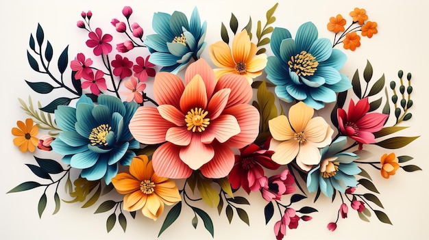 Illustrazione del bouquet floreale acquerello Fiori colorati dipinti a mano isolati su sfondo bianco