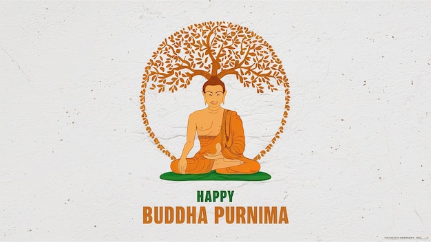 Illustrazione del Buddha Purnima Vesak Day isolata su sfondo bianco