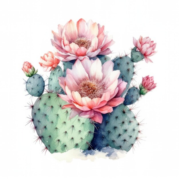 Illustrazione del cactus acquerello Cactus disegnati a mano su sfondo bianco