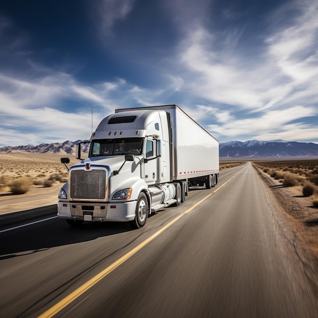 illustrazione del camion semi bianco concentrato in alta velocità ad alta velocità