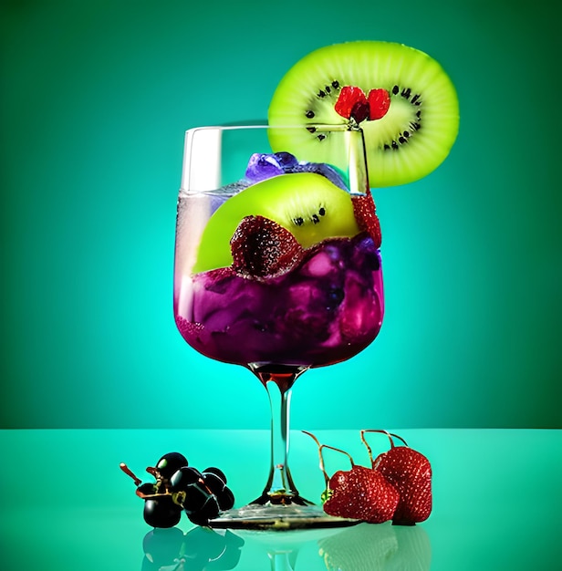 Illustrazione del cocktail di kiwi creata con la foto della tecnologia ai generativa AI generata