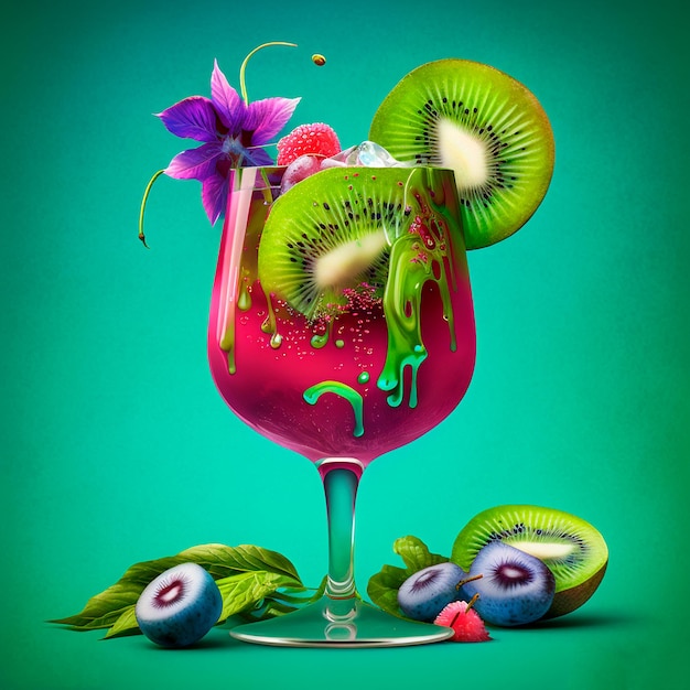 Illustrazione del cocktail di kiwi Creato con tecnologia AI generativa