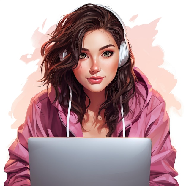 illustrazione del computer portatile della donna