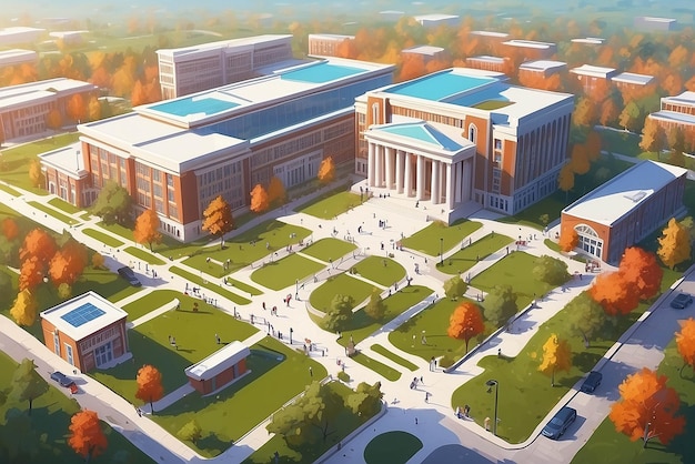 Illustrazione del concetto di campus universitario