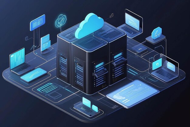 Illustrazione del concetto di cloud hosting