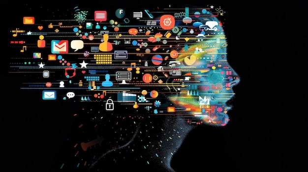 Illustrazione del concetto di comunicazione Rappresentazione visiva dell'interazione di connettività e dello scambio di informazioni