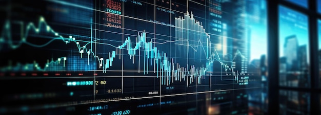 Illustrazione del concetto di curva ondulata di informazioni moderne sul mercato azionario in grande formato