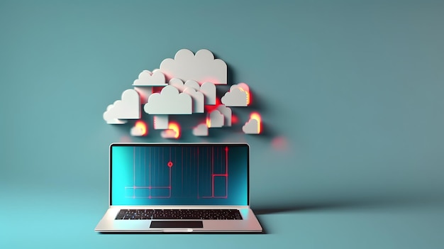 Illustrazione del concetto di database di archiviazione dei dati nel cloud AI generato