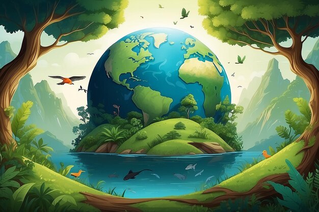 Illustrazione del concetto di ecologia "salvare la natura"