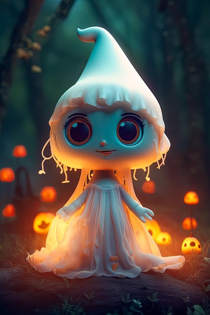 Illustrazione del concetto di Halloween del fantasma di fanny carino fata