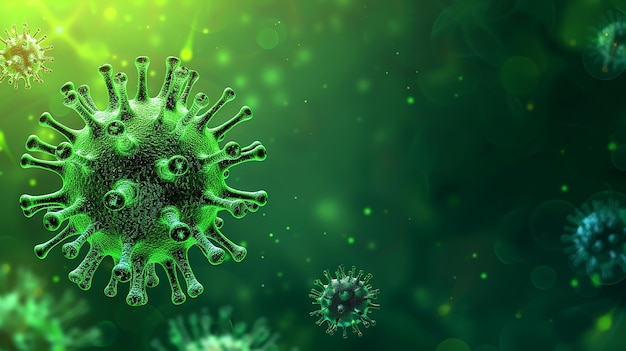 Illustrazione del coronavirus infezione microscopica fungo o virus