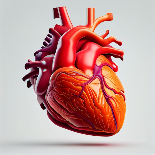 Illustrazione del cuore abbastanza realistica con sfondo isolato