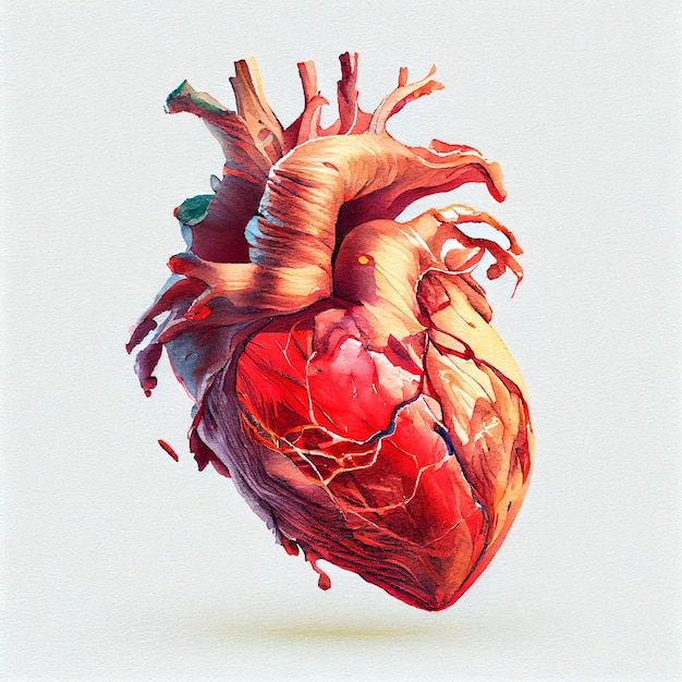 Illustrazione del cuore abbastanza realistica con sfondo isolato