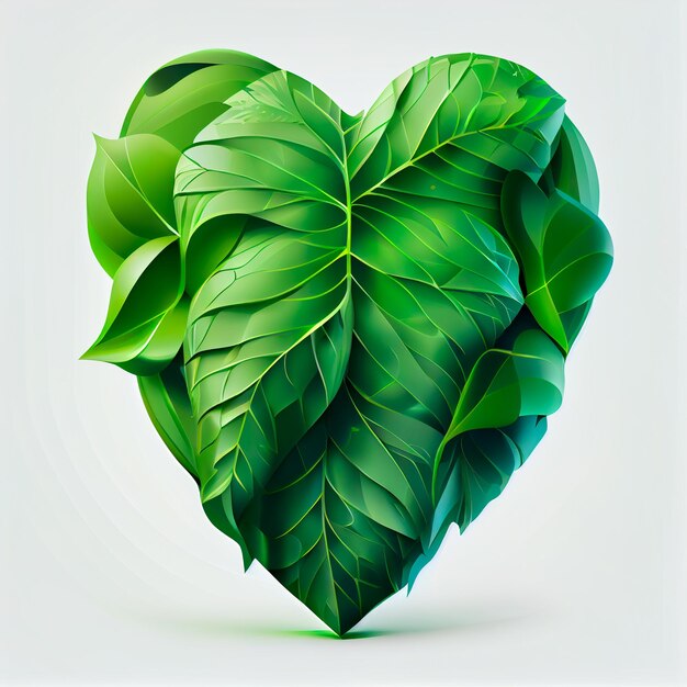 Illustrazione del cuore piuttosto verde con sfondo isolato