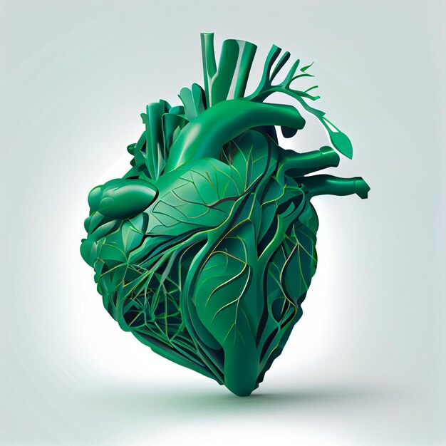 Illustrazione del cuore piuttosto verde con sfondo isolato