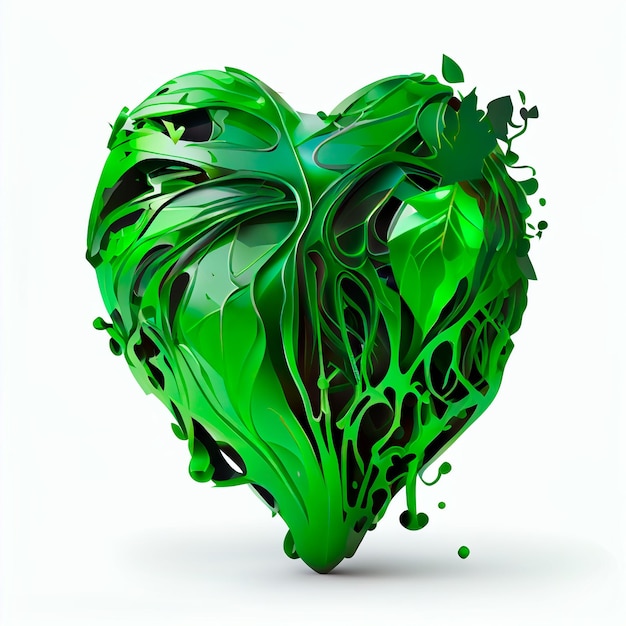 Illustrazione del cuore piuttosto verde con sfondo isolato