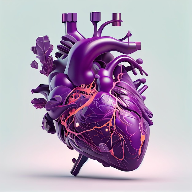 Illustrazione del cuore piuttosto viola con sfondo isolato