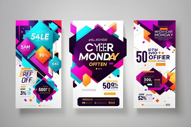 Illustrazione del design di banner di vendita dello shopping Cyber Monday creativo IA di alta qualità genera immagine