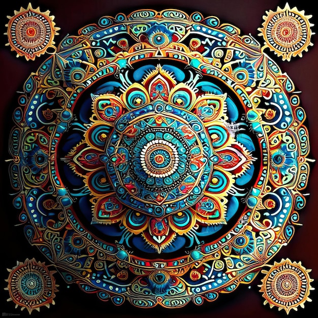 Illustrazione del disegno colorato mandala