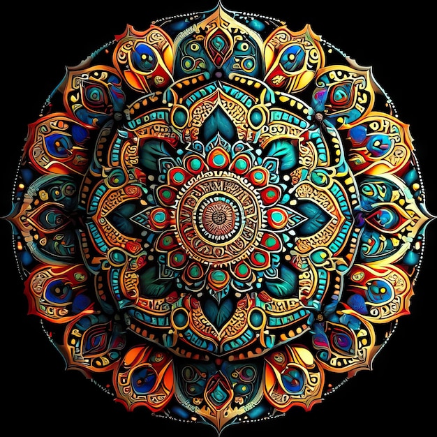 Illustrazione del disegno colorato mandala