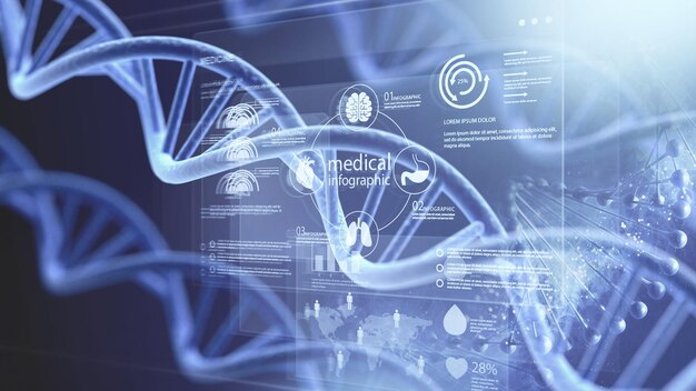 Illustrazione del DNA di biotecnologia scientifica originale